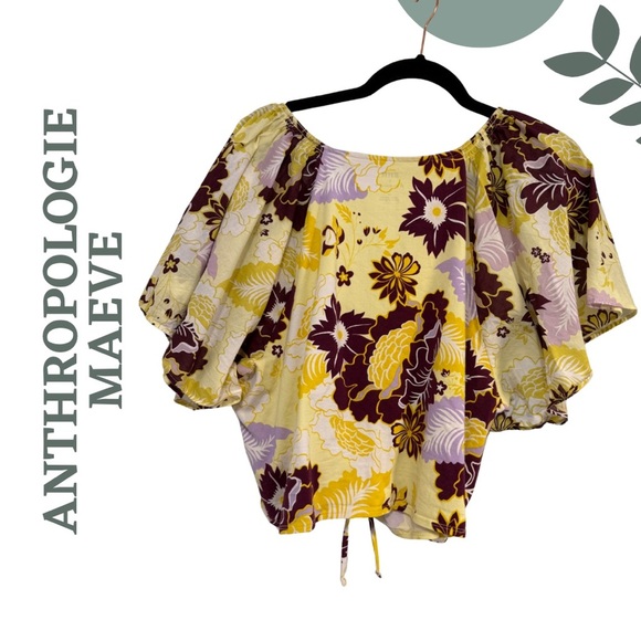 Maeve by Anthropologie Cinched Butterfly-Sleeve Floral Top – Plus 2X - Picture 5 of 9